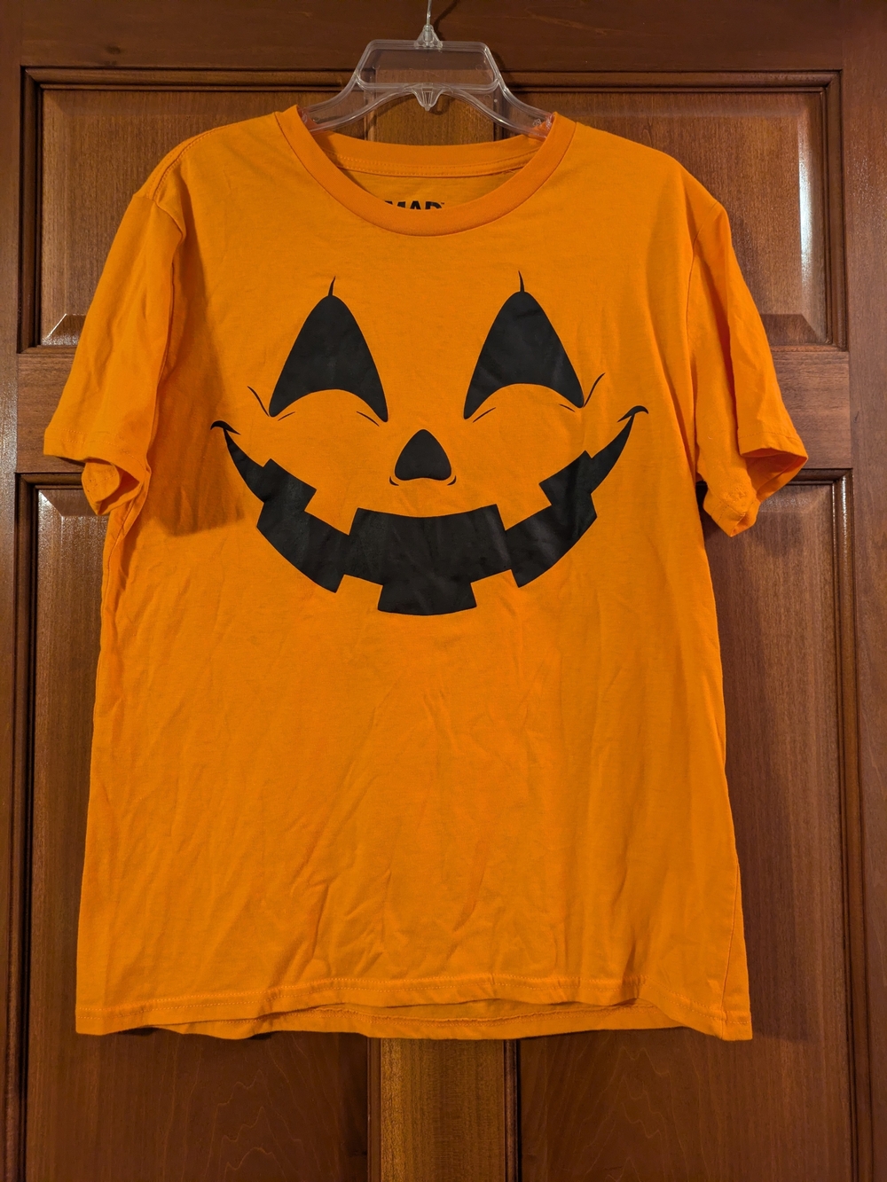MAD Engine Orange Tee with Black Jack-o'-Lantern Face Large  🎃